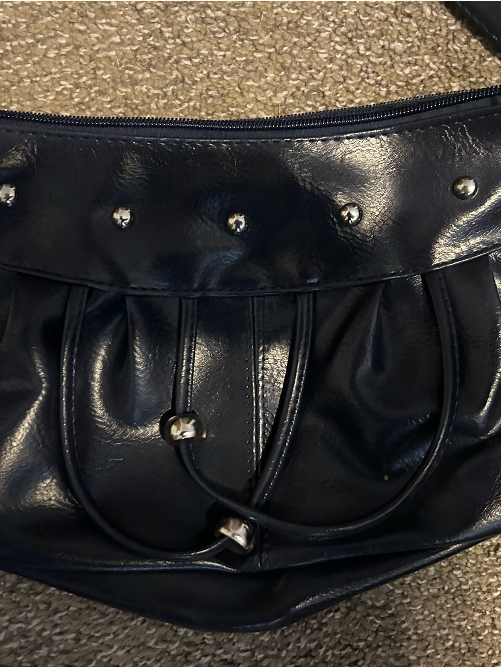 Black Studded Womens Shoulder Bag